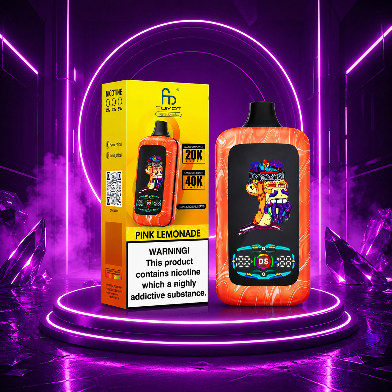 Fumot Digital Monkey 40K Einweg Vape Pink Lemonade (Monkey Vape mit Affe drauf)