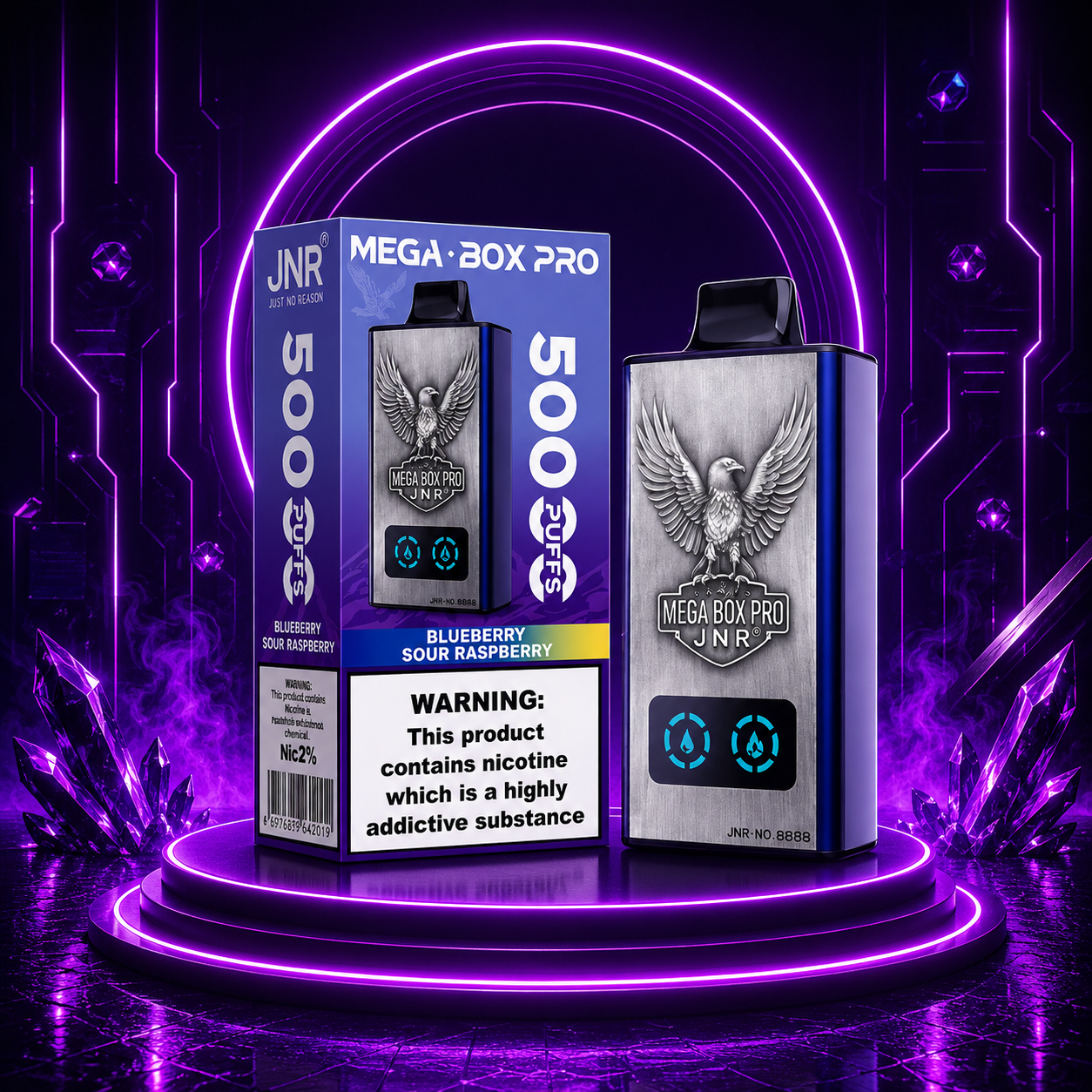 JNR Mega Box Pro 50K Einweg E-Zigarette Blueberry Sour Raspberry